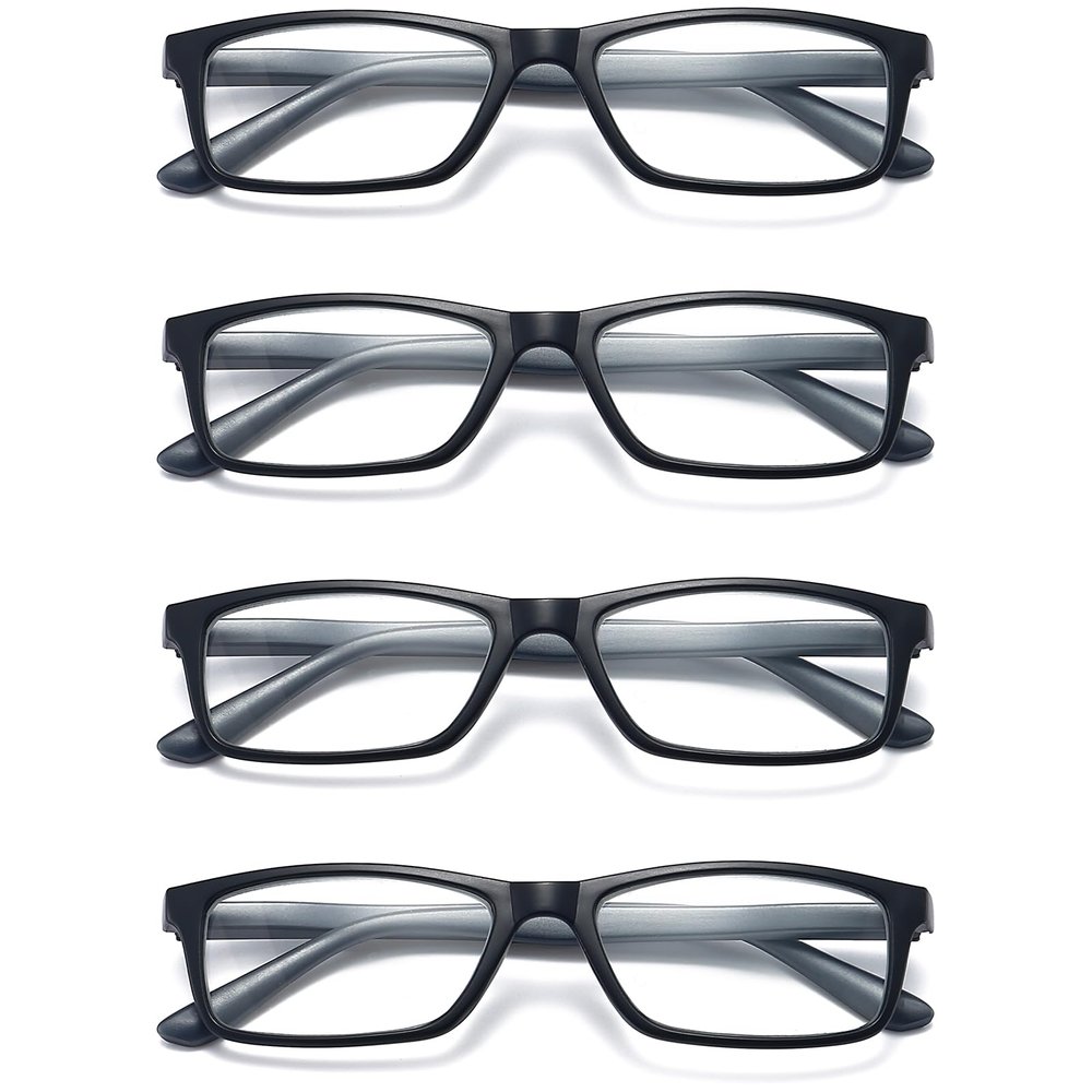 RaoOG Reading Glasses for Men/Women with Spring hinges 2.00 Blue Light Blocking Lenses, Black/Blue Frame Readers with Case