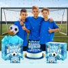 Soccer Birthday Gift Bag for Boys, Blue Soccer Wrapping Paper Favors Bags with Tissue Paper Card Large Soccer Ball Birthday Goodie Treat Bags for Sport Theme Baby Shower Party Decorations Supplies view 4