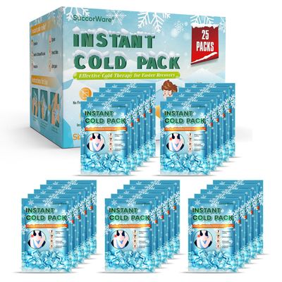 25 Packs Instant Cold Pack for Large Size (5.9" x 8.6") - Disposable First Aid Ice Packs for Injuries - Cold Compress for Pain Relief, Swelling, Inflammation, Toothache, Athletes & Outdoor Activities