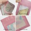 100 Pcs Pink Mylar Bags 2.7x3.9 Inch with Clear Window - Holographic Resealable Foil Pouch Packaging for Food Storage, Jewelry, Lip Gloss, and Small Business Use view 4