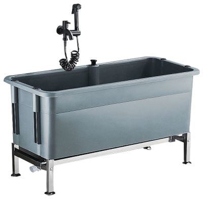 Floor Mount Wash Station, Portable Bathroom/Warehouse/KitchenSink Mop Service Basin with Drain Button and Faucet, Utility Slop Sink