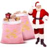 Abbylike 2 Pcs Christmas Jumbo Santa Gift Sacks with Drawstring Extra Large Velvet Bag Oversized Gift Bag with Reindeer Snowflake for Christmas Holiday Gift Giving and Party Decor, 27 x 40 Inch (Pink) view 1