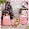Abbylike 2 Pcs Christmas Jumbo Santa Gift Sacks with Drawstring Extra Large Velvet Bag Oversized Gift Bag with Reindeer Snowflake for Christmas Holiday Gift Giving and Party Decor, 27 x 40 Inch (Pink) view 3
