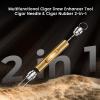 2-Pack Cigar Draw Enhancer Tool, Cigar Poker & Cigar Nubber 2-in-1, Practical Cigar Accessories with Key Ring for All Cigars view 2