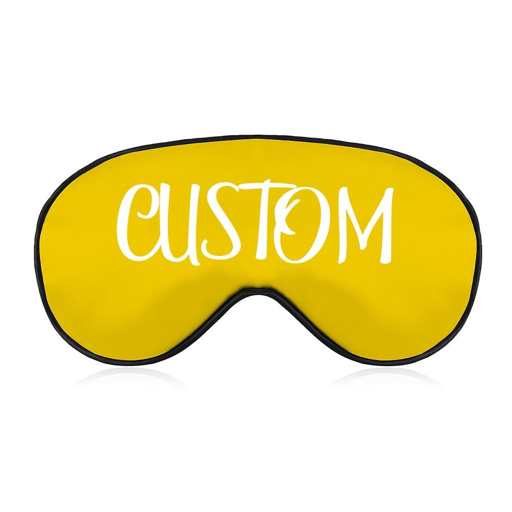 Ubvcxswaq Custom Eye Mask Upload Your Own Picture Text Image Logo Design Your Own Personalized Eye Shade Breathable and Comfortable Adjustable, Gold, 8.1"x4.1"