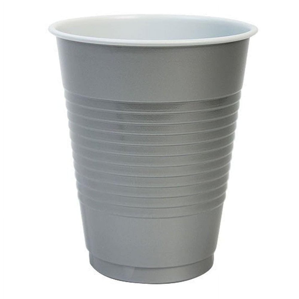 VeZee Disposable, Solid Color, Durable Hanna K. Signature Plastic Cups in Silver, 18 oz: Ideal for Parties, Events, and Everyday Beverage Needs:250CT