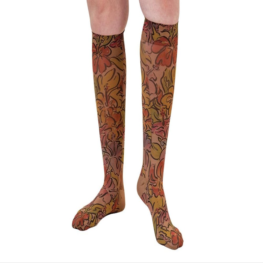 Lymphedivas Bahama Mama Mocha Medical Graduated Compression Sock Pair 30-40mmHg (Long Closed-Toe 30-40 mmHg X-Large)