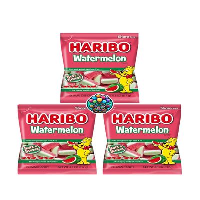 Watermelon Gummi Candy - 4oz. (Pack of 3) Bite-Sized Share Size Peg Bags, Watermelon Flavor for Halloween, Christmas and more in a NikAn Supplies Bag