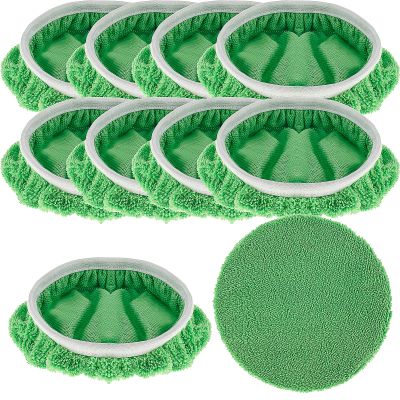 Abizarch 10Pcs Reusable Mop Pads Microfiber Mop Head Pads for 10-12 Inch Mop Machine Washable Dry Sweeping Cloths Wet Mopping Cloths Mop Refill Pads Wet Pads for Home Kitchen(Green)