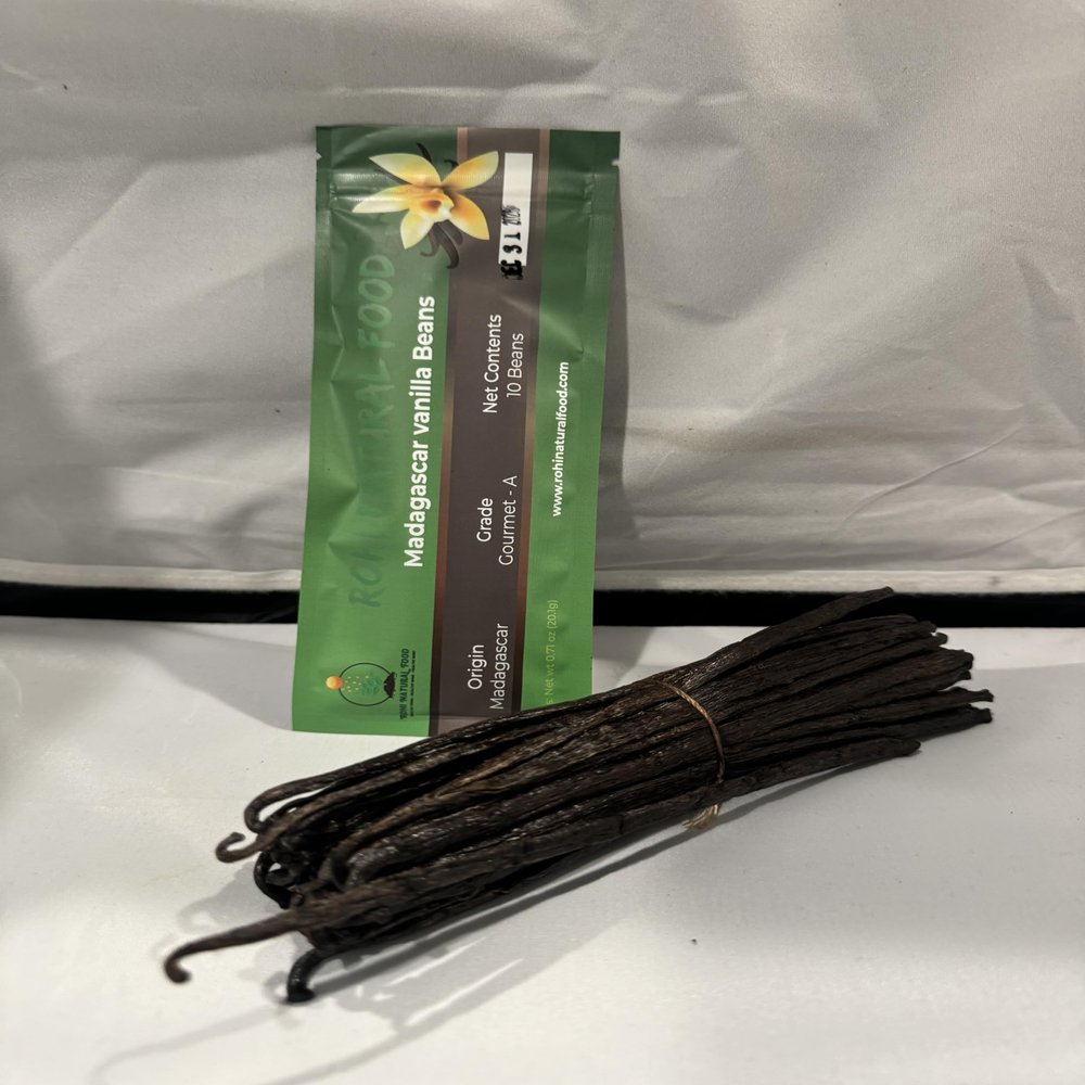10 Organic Madagascar Vanilla Beans - Gourmet Grade A Premium Vanilla Pods - For Vanilla Extract & Baking - For Cooking, Desserts & More - 100% Vegan & Kosher - Non-GMO & Gluten-Free - Rohi Food