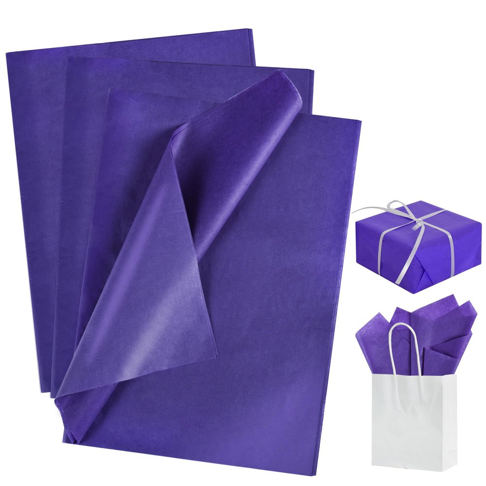 BEISHIDA 100 Sheets Dark Purple Tissue Paper Bulk, Wrapping Tissue Paper for Gift Bags, 14 x 20 Inch Gift Wrap for Halloween Birthday Graduation DIY Crafts Holiday Flowers