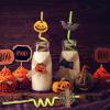 24Pcs Bling Glitter Halloween Party Favors Straws Bats Pumpkin Witch Ghost Straws for Halloween Party Supplies Birthday Party Decoration with 2 Cleaning Brush. view 4