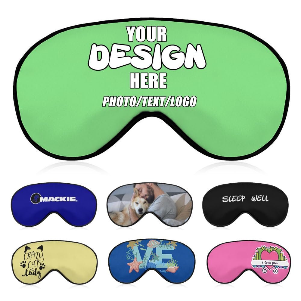 Customizable Sleep Masks Soft Blackout Comfortable Flexible Reusable, Custom Sleep Mask for Man Woman Kid, Custom Blindfold Long Flight Must-Haves, Dorm Room Essentials,#LightGreen