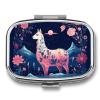 Starry Night Alpaca Pill Case 2 Compartment Medicine Organizer Portable Pill Container Travel Pill Box Case for Purse Square Pill Holder for Pocket view 1