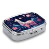 Starry Night Alpaca Pill Case 2 Compartment Medicine Organizer Portable Pill Container Travel Pill Box Case for Purse Square Pill Holder for Pocket view 3