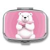 Square Pill Box Polar Bear Pill Case 2 Compartment Medicine Pill Organizer for Purse & Pocket Portable Travel Pillbox Medicine Vitamin Cod Liver Oil Storage Box Organizer view 1