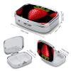Square Pill Box Strawberry Pill Case 2 Compartment Medicine Pill Organizer for Purse & Pocket Portable Travel Pillbox Medicine Vitamin Cod Liver Oil Storage Box Organizer view 2