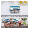 Square Pill Box Summer Sea Cruise Pill Case 2 Compartment Medicine Pill Organizer for Purse & Pocket Portable Travel Pillbox Medicine Vitamin Cod Liver Oil Storage Box Organizer view 3
