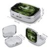 Square Pill Box Gator Lurking Green Pill Case 2 Compartment Medicine Pill Organizer for Purse & Pocket Portable Travel Pillbox Medicine Vitamin Cod Liver Oil Storage Box Organizer view 2