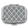 EKYOSHCZ Square Pill Box Quatrefoil Grey Pill Case 2 Compartment Medicine Pill Organizer for Purse & Pocket Portable Travel Pillbox Medicine Vitamin Cod Liver Oil Storage Box Organizer, Style-1 view 1