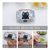 Square Pill Box Cute Heart Cat Pill Case 2 Compartment Medicine Pill Organizer for Purse & Pocket Portable Travel Pillbox Medicine Vitamin Cod Liver Oil Storage Box Organizer view 3