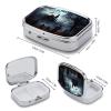 Square Pill Box Gothic Happy Halloween Pill Case 2 Compartment Medicine Pill Organizer for Purse & Pocket Portable Travel Pillbox Medicine Vitamin Cod Liver Oil Storage Box Organizer view 2