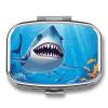 Square Pill Box Smiling Shark Pill Case 2 Compartment Medicine Pill Organizer for Purse & Pocket Portable Travel Pillbox Medicine Vitamin Cod Liver Oil Storage Box Organizer view 1