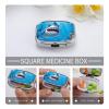 Square Pill Box Smiling Shark Pill Case 2 Compartment Medicine Pill Organizer for Purse & Pocket Portable Travel Pillbox Medicine Vitamin Cod Liver Oil Storage Box Organizer view 3