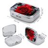 EKYOSHCZ Square Pill Box A Red Rose Pill Case 2 Compartment Medicine Pill Organizer for Purse & Pocket Portable Travel Pillbox Medicine Vitamin Cod Liver Oil Storage Box Organizer, Style view 2