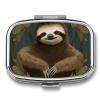 EKYOSHCZ Square Pill Box Sloth Pill Case 2 Compartment Medicine Pill Organizer for Purse & Pocket Portable Travel Pillbox Medicine Vitamin Cod Liver Oil Storage Box Organizer, Style-6 view 1