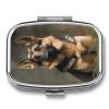 Square Pill Box Dog Pill Case 2 Compartment Medicine Pill Organizer for Purse & Pocket Portable Travel Pillbox Medicine Vitamin Cod Liver Oil Storage Box Organizer view 1
