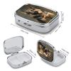 Square Pill Box Dog Pill Case 2 Compartment Medicine Pill Organizer for Purse & Pocket Portable Travel Pillbox Medicine Vitamin Cod Liver Oil Storage Box Organizer view 2