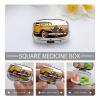Square Pill Box Antique Car Pill Case 2 Compartment Medicine Pill Organizer for Purse & Pocket Portable Travel Pillbox Medicine Vitamin Cod Liver Oil Storage Box Organizer view 3