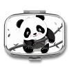 Square Pill Box Cute Pandas Pill Case 2 Compartment Medicine Pill Organizer for Purse & Pocket Portable Travel Pillbox Medicine Vitamin Cod Liver Oil Storage Box Organizer view 1