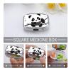 Square Pill Box Cute Pandas Pill Case 2 Compartment Medicine Pill Organizer for Purse & Pocket Portable Travel Pillbox Medicine Vitamin Cod Liver Oil Storage Box Organizer view 3