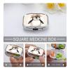 Square Pill Box Penguin Wearing Flowers Pill Case 2 Compartment Medicine Pill Organizer for Purse & Pocket Portable Travel Pillbox Medicine Vitamin Cod Liver Oil Storage Box Organizer view 3
