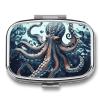 EKYOSHCZ Square Pill Box Cool Octopus Pill Case 2 Compartment Medicine Pill Organizer for Purse & Pocket Portable Travel Pillbox Medicine Vitamin Cod Liver Oil Storage Box Organizer, Style-5 view 1