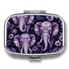 Square Pill Box Cartoon Cute Elephant Pill Case 2 Compartment Medicine Pill Organizer for Purse & Pocket Portable Travel Pillbox Medicine Vitamin Cod Liver Oil Storage Box Organizer view 1