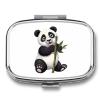 Square Pill Box Naughty Panda Pill Case 2 Compartment Medicine Pill Organizer for Purse & Pocket Portable Travel Pillbox Medicine Vitamin Cod Liver Oil Storage Box Organizer view 1