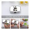 Square Pill Box Naughty Panda Pill Case 2 Compartment Medicine Pill Organizer for Purse & Pocket Portable Travel Pillbox Medicine Vitamin Cod Liver Oil Storage Box Organizer view 3