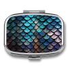 Square Pill Box 3D Magical Dragon Scales Pattern Pill Case 2 Compartment Medicine Pill Organizer for Purse & Pocket Portable Travel Pillbox Medicine Vitamin Cod Liver Oil Storage Box Organizer view 1