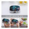 Square Pill Box 3D Magical Dragon Scales Pattern Pill Case 2 Compartment Medicine Pill Organizer for Purse & Pocket Portable Travel Pillbox Medicine Vitamin Cod Liver Oil Storage Box Organizer view 3