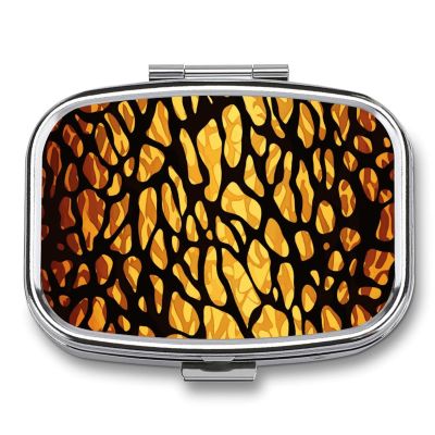 Square Pill Box Animal Giraffe Print Pill Case 2 Compartment Medicine Pill Organizer for Purse & Pocket Portable Travel Pillbox Medicine Vitamin Cod Liver Oil Storage Box Organizer