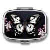 Square Pill Box Black White Butterfly Pill Case 2 Compartment Medicine Pill Organizer for Purse & Pocket Portable Travel Pillbox Medicine Vitamin Cod Liver Oil Storage Box Organizer view 1