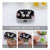 Square Pill Box Black White Butterfly Pill Case 2 Compartment Medicine Pill Organizer for Purse & Pocket Portable Travel Pillbox Medicine Vitamin Cod Liver Oil Storage Box Organizer view 3