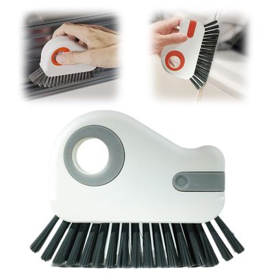 2 in 1 Groove Cleaning Brush Window Track Cleaning Tools, Door Window Groove Cleaning Brush with Hidden Scraper, Multifunction Hard Bristle Crevice Cleaning Brushes for Sliding Door Track (5, Gray)