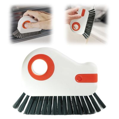 2 in 1 Groove Cleaning Brush Window Track Cleaning Tools, Door Window Groove Cleaning Brush with Hidden Scraper, Multifunction Hard Bristle Crevice Cleaning Brushes for Sliding Door Track (5, Orange)