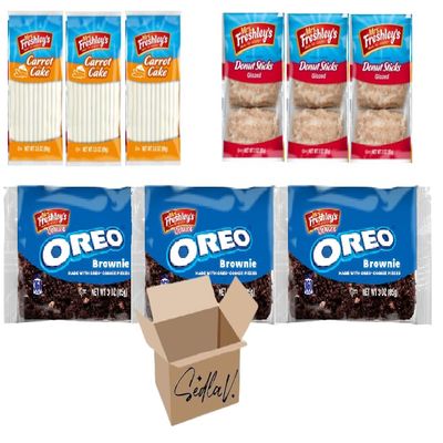 SEDLAV Bundle 3 Oreo Brownie, 3 Donut Sticks, 3 Carrot Cake Variety (Pack of 9)