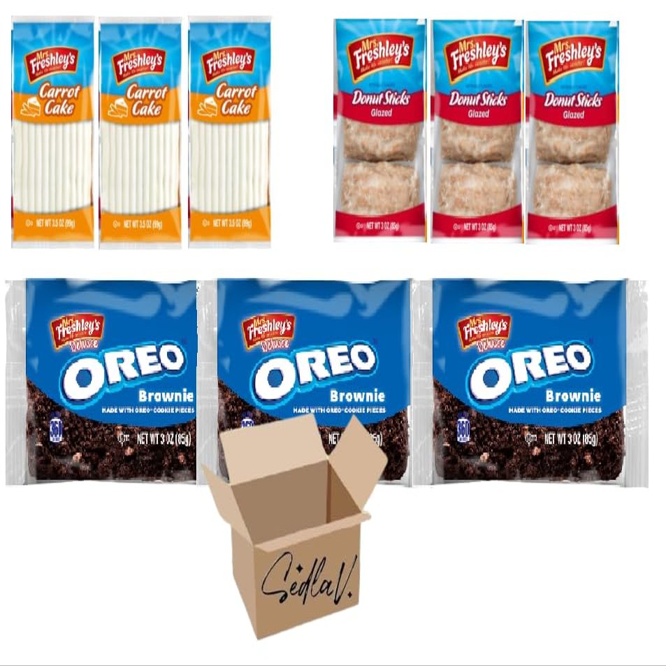 SEDLAV Bundle 3 Oreo Brownie, 3 Donut Sticks, 3 Carrot Cake Variety (Pack of 9)