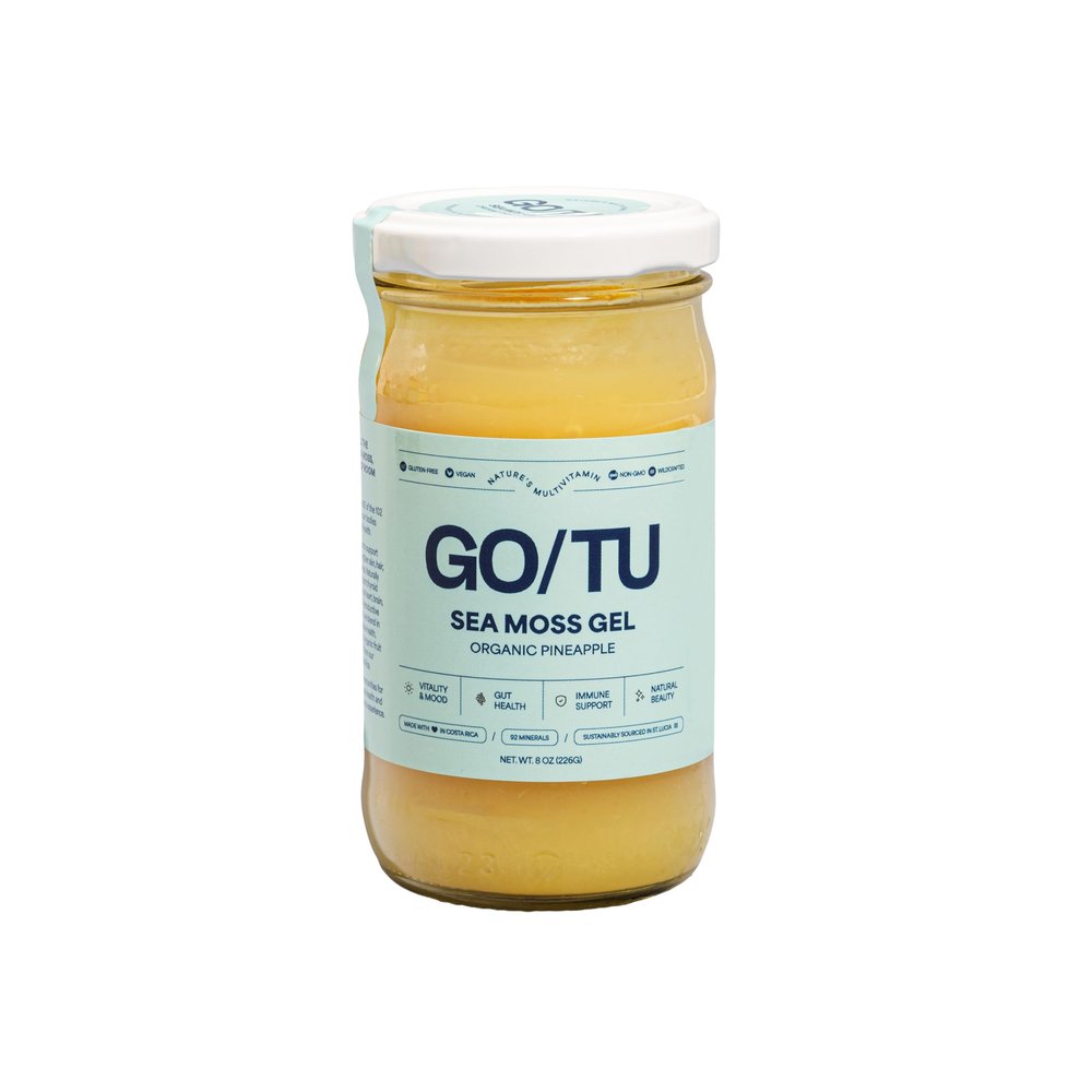 GO/TU Sea Moss Gel Pineapple 8oz Wildcrafted in St. Lucia, Made in Costa Rica, Ministry of Health Certified Gut, Skin, Immunity Support, Energy Boost, Vegan, Non-GMO, No Preservatives